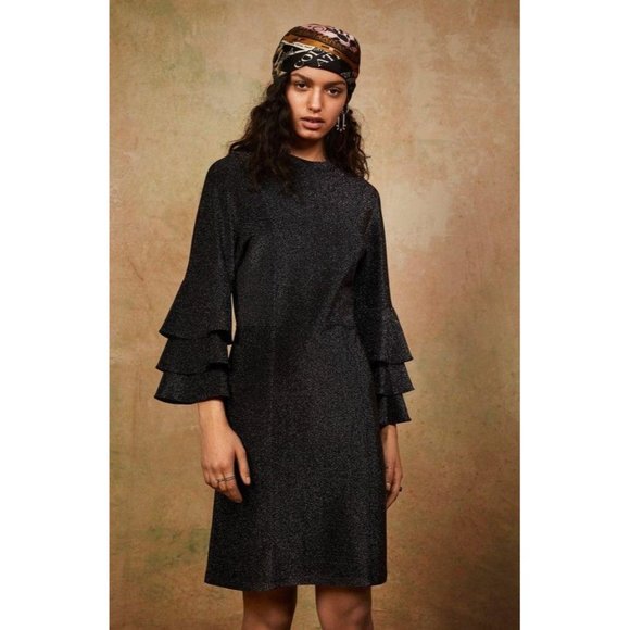 Scotch & Soda Metallic Ruffle Sheath Dress in Black X-Small New women’s cocktail - Picture 10 of 10